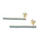 Orecchino Barretta di Zirconi Azzurri Pendente in Argento Gold