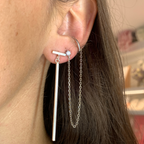 Orecchini con Barretta Pendente in Argento Silver