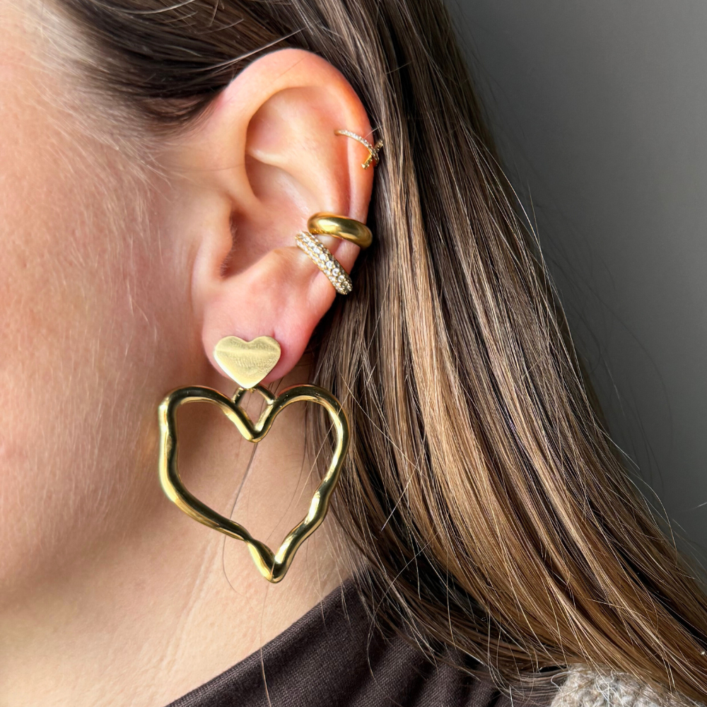 Orecchino Big Love in Acciaio Gold