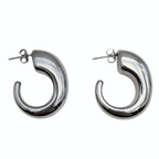 Orecchini Bombati Lisci in Acciaio Silver