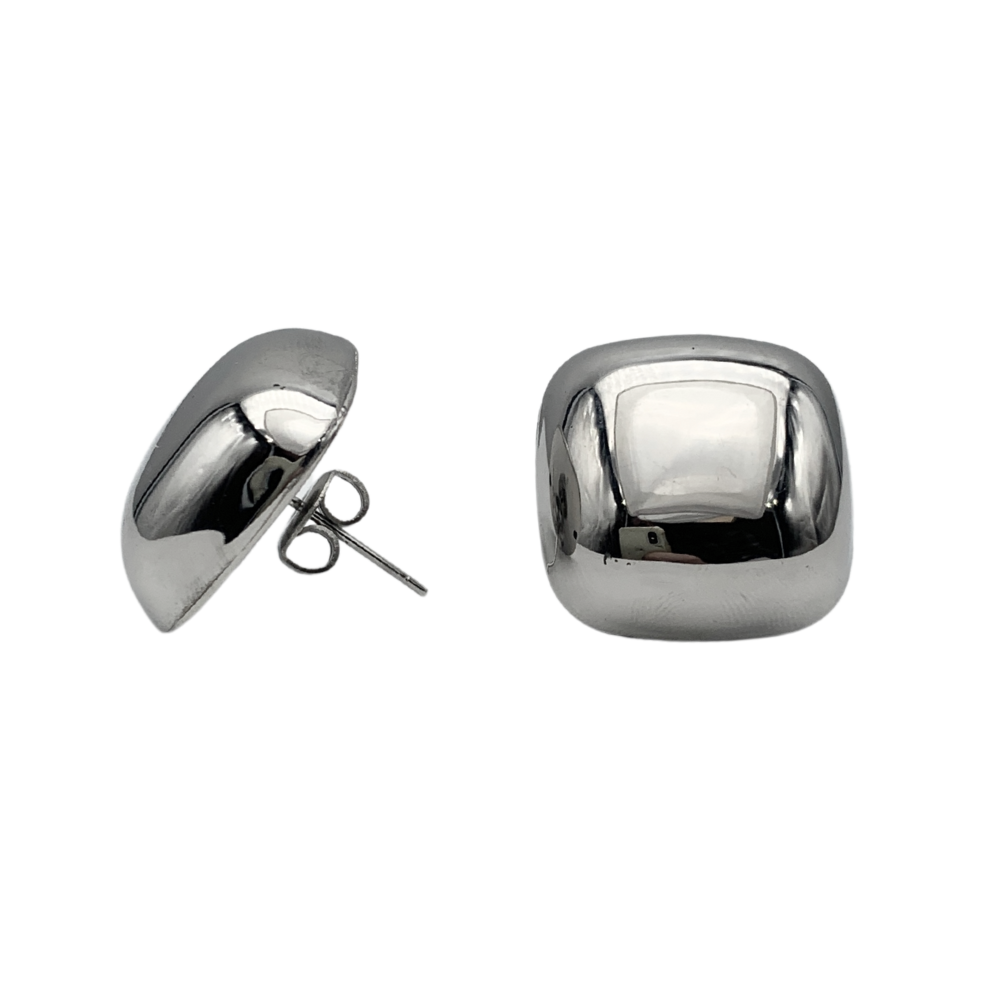 Orecchini Bombè Square in Acciaio Silver