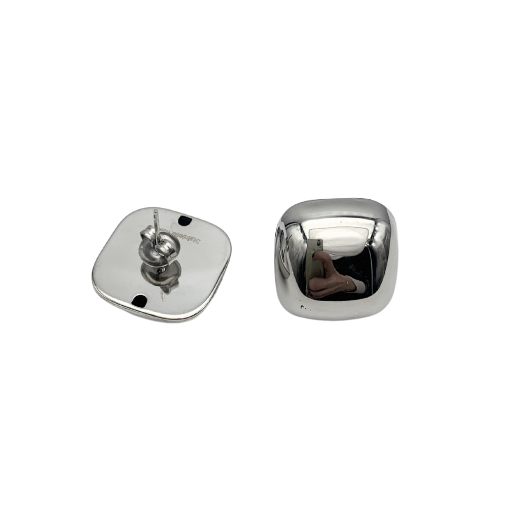 Orecchini Bombè Square in Acciaio Silver