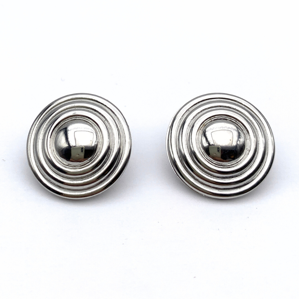 orecchini in acciaio silver a bottone