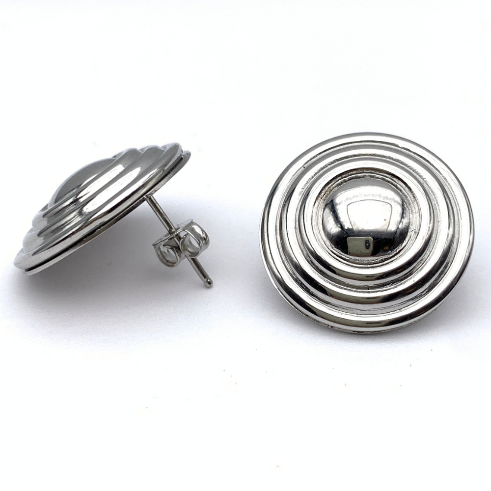 orecchini in acciaio silver a bottone