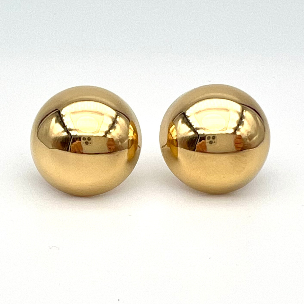 Orecchini Bottone Lisci in Acciaio Gold