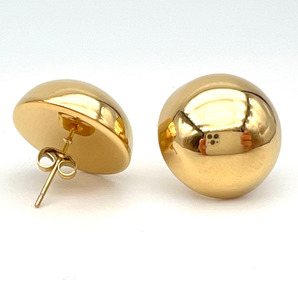 orecchini in acciaio gold a bottone lisci