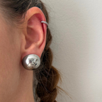 Orecchini Bottone Lisci in Acciaio Silver