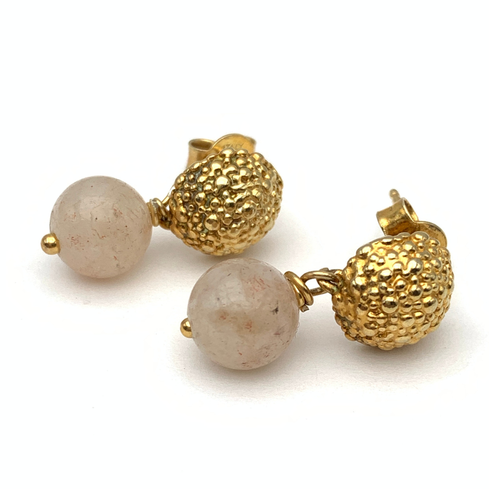 Orecchini Bubble con Pietra Pendente in Argento Gold