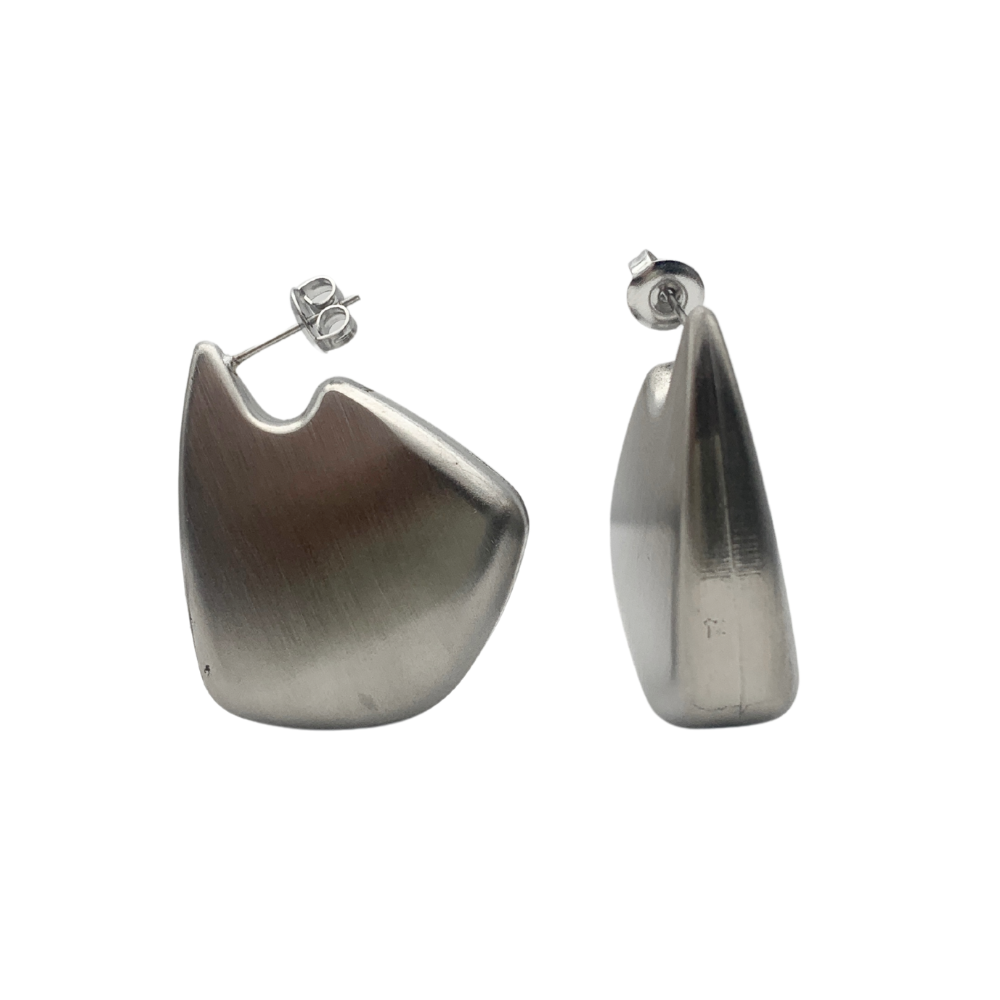 Orecchini Bunny Satinati a Lobo in Acciaio Silver