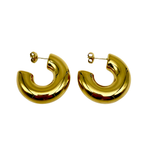 Orecchini a Cerchio Bombato Lisci in Acciaio Gold