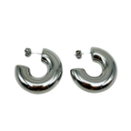 Orecchini a Cerchio Bombato Liscio in Acciaio Silver