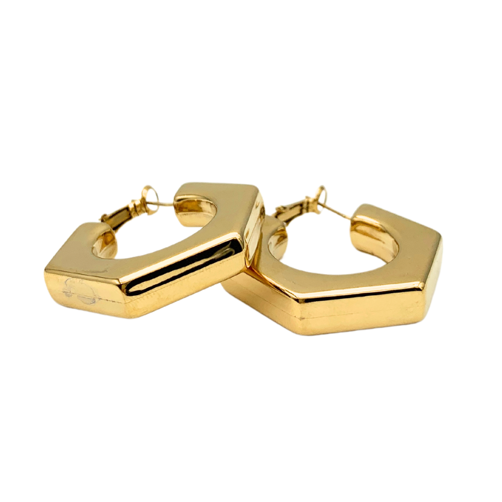 Orecchini Cinque Punte in Acciaio Gold