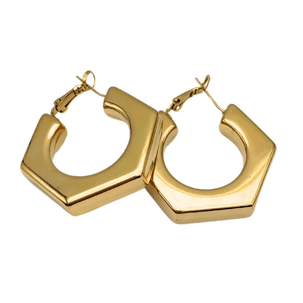 Orecchini Cinque Punte in Acciaio Gold