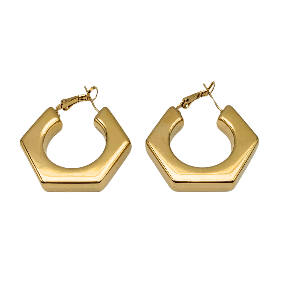 Orecchini Cinque Punte in Acciaio Gold