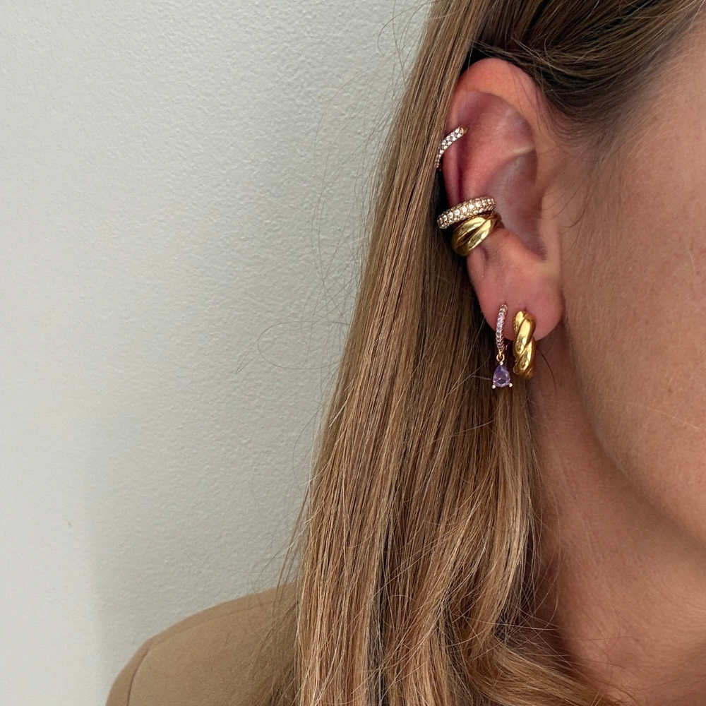 Orecchini Croissant Hoops in Acciaio Gold