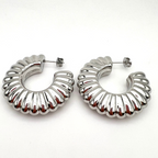 Orecchini Big Croissant in Acciaio Silver