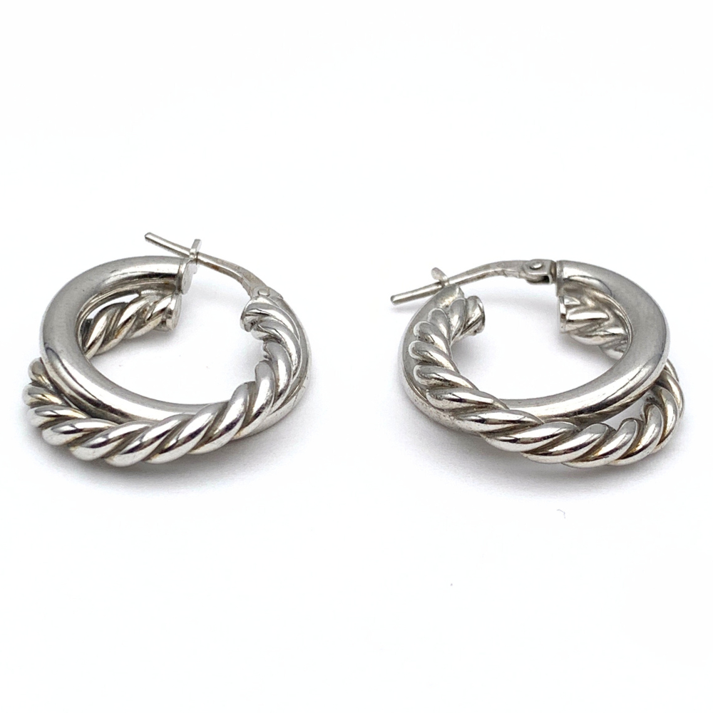 Orecchini Doppi in Argento Silver