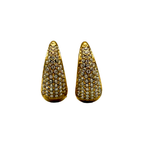 Orecchini Hoops Goccia MAXI con Strass in Acciaio Gold