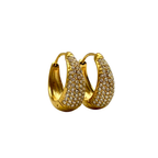 Orecchini Hoops Goccia MAXI con Strass in Acciaio Gold