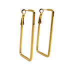 Orecchini a Cerchio con Forma Rettangolare Liscia in Acciaio Gold