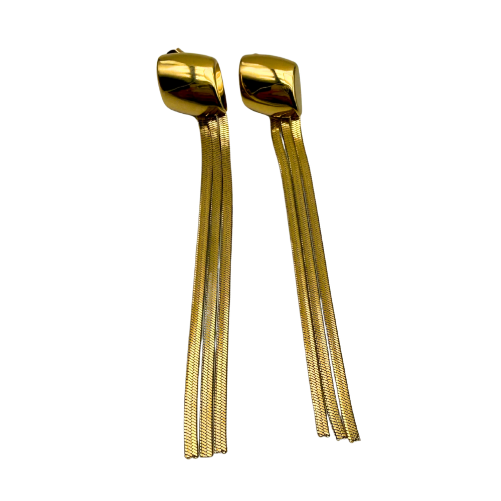 Orecchini Frange in Acciaio Gold