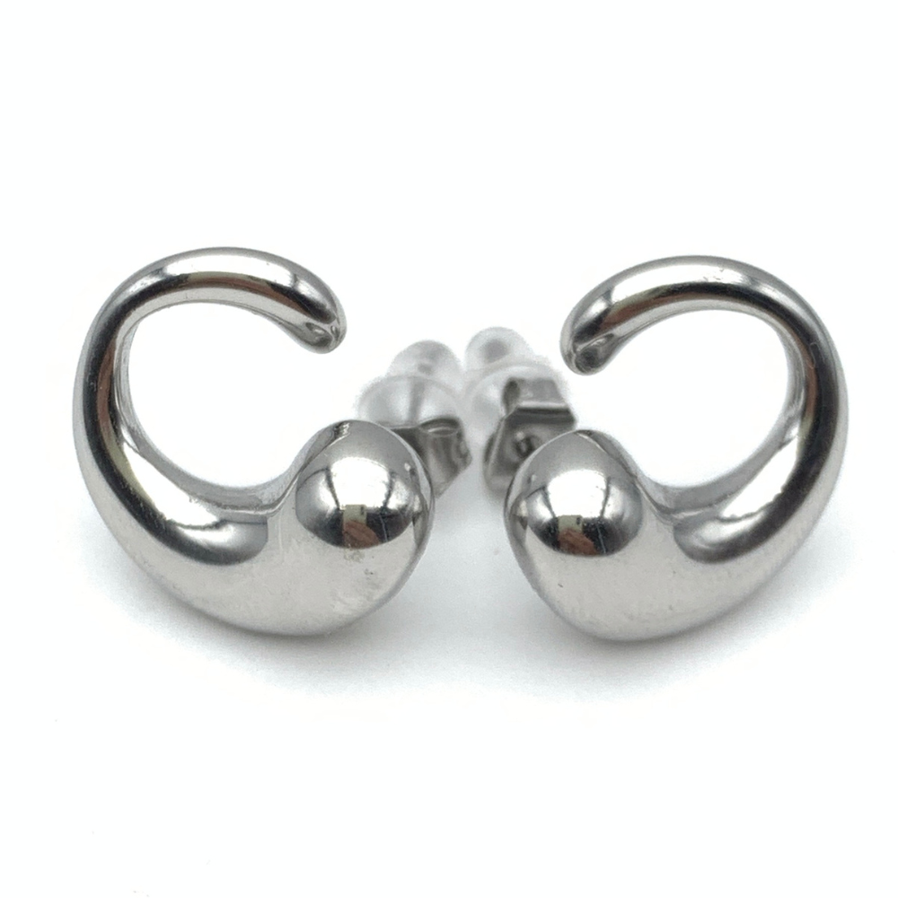 Orecchini a Goccia Tonda in Acciaio Silver