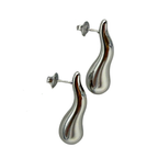 Orecchini a Goccia Allungata Liscia in Acciaio Silver