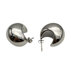 Orecchini Goccia Bombata Small in Acciaio Silver