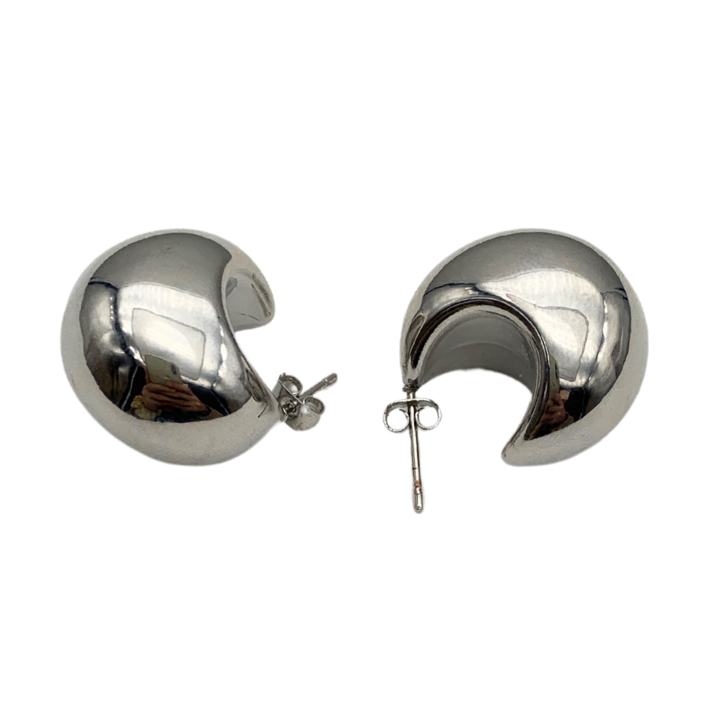 Orecchini Goccia Bombata Small in Acciaio Silver