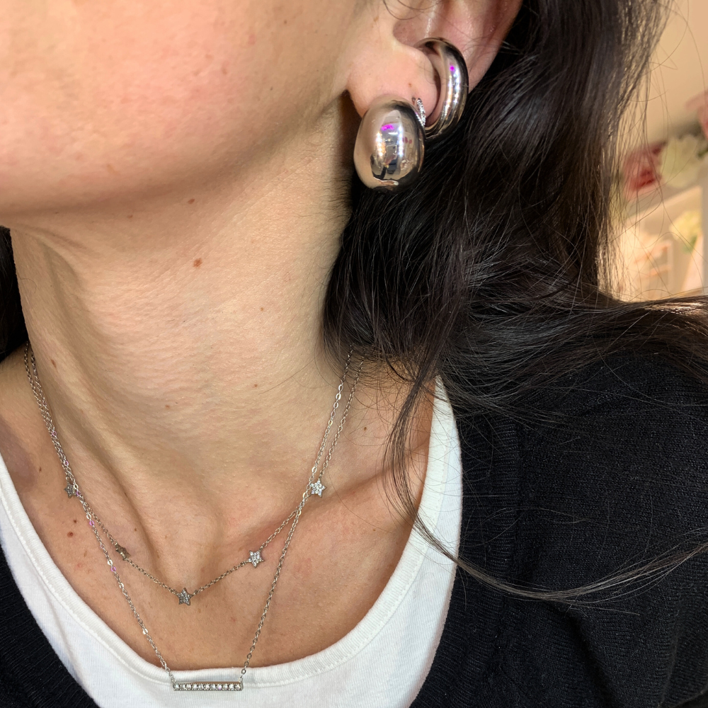 Orecchini Goccia Bombata Big in Acciaio Silver