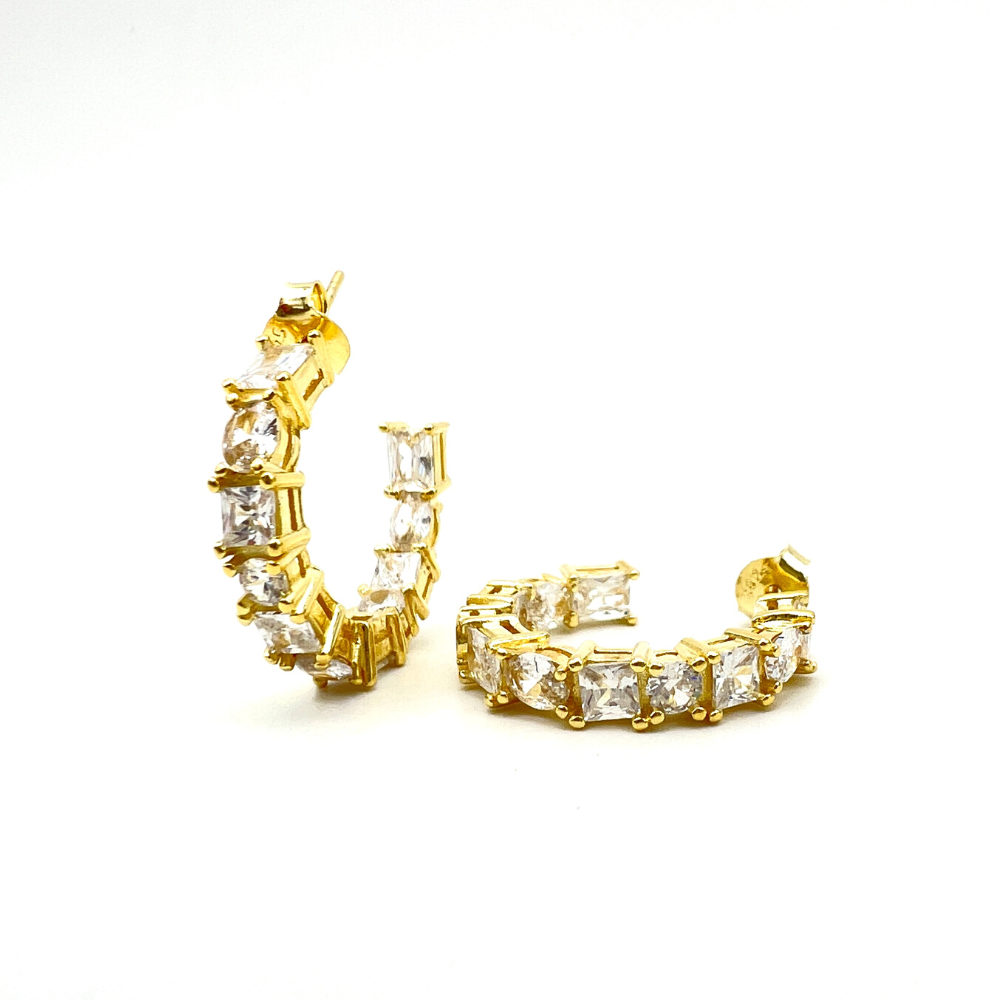 orecchini gold zirconi bianchi