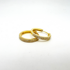 orecchini hoops huggie gold pave in argento placcati oro con zirconi bianchi