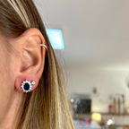 orecchino in argento 925 con zirconi bianchi e blu