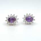 orecchini in argento 925 con zirconi bianchi e zircone violetto abbinato