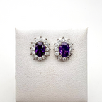 orecchini in argento 925 con zirconi bianchi e violetto