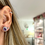 orecchini in argento 925 con zirconi bianchi e zircone viola