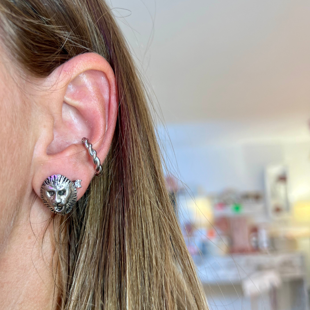 Ear Cuff Torchon in Acciaio Silver