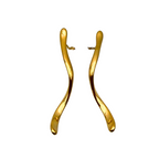 Orecchini Long Wave in Acciaio Gold
