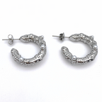 Orecchini con Perle Incastonate in Acciaio Silver