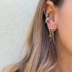 Orecchini Mini Barret con Catenelle in Acciaio Gold
