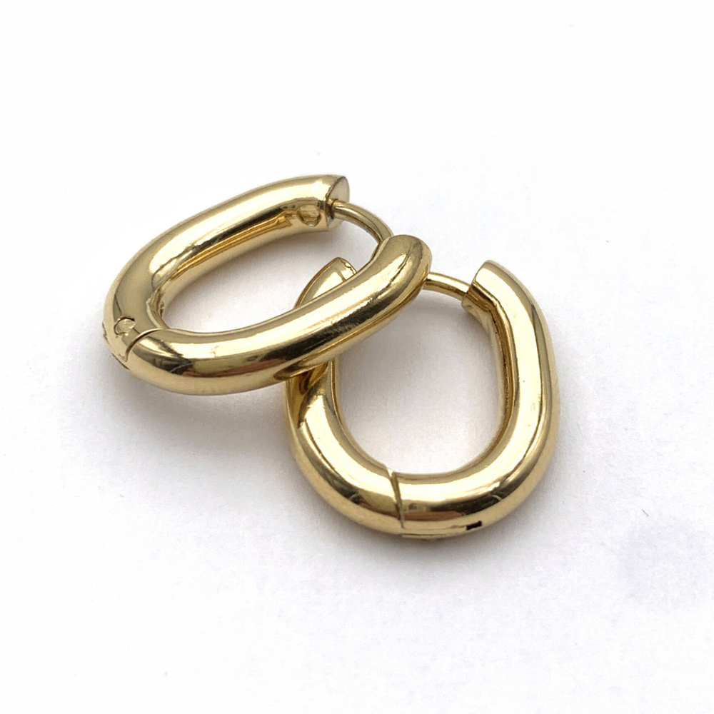 orecchini in acciaio gold ovali sottili lisci mini