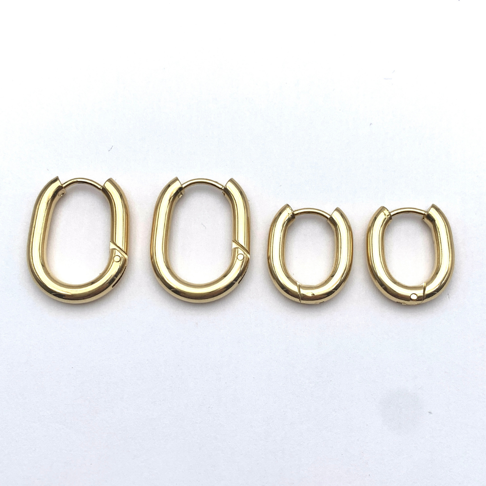 orecchini in acciaio gold ovali sottili lisci mini orecchini in scala