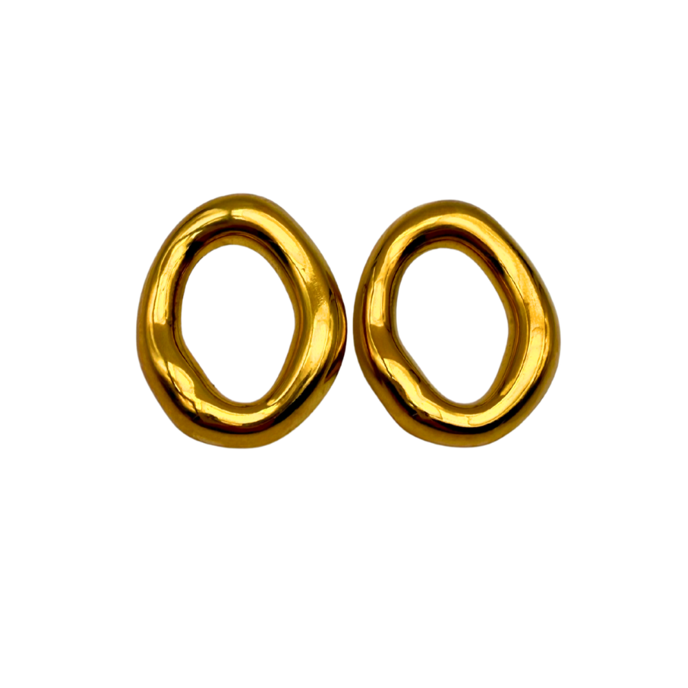 Orecchini Raw Oval in Acciaio Gold