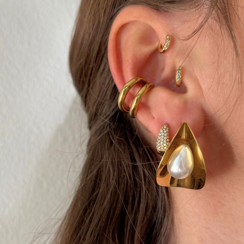 Orecchini Oyster in Acciaio Gold
