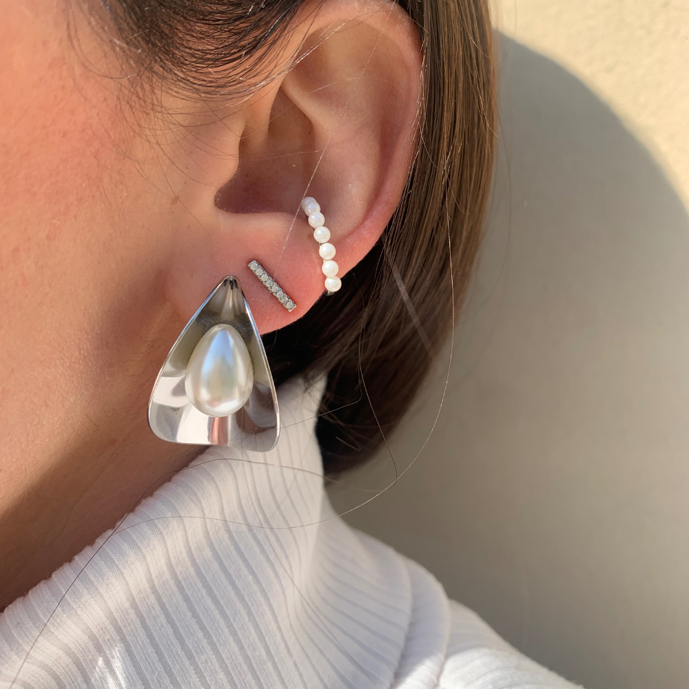 Orecchini Oyster in Acciaio Silver