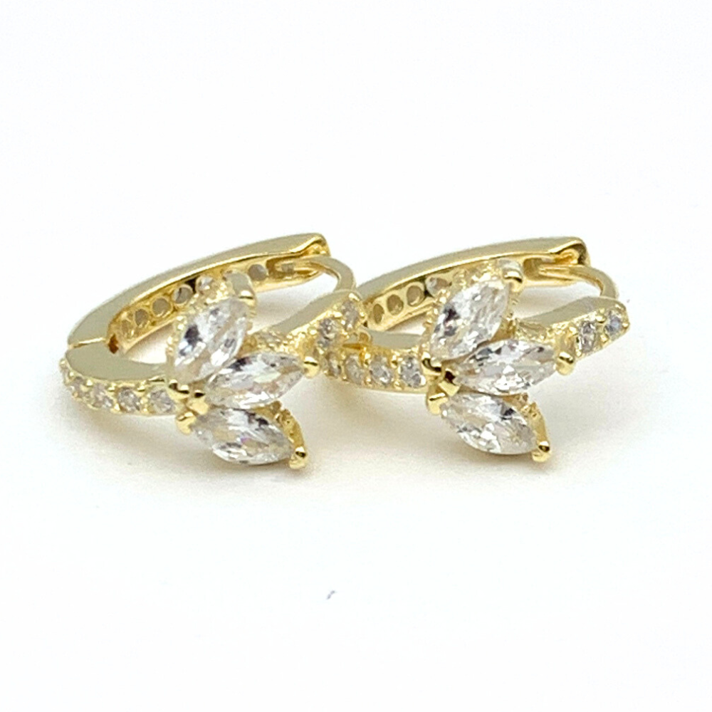 orecchini in argento 925 placcati gold con zirconi bianchi a papillon