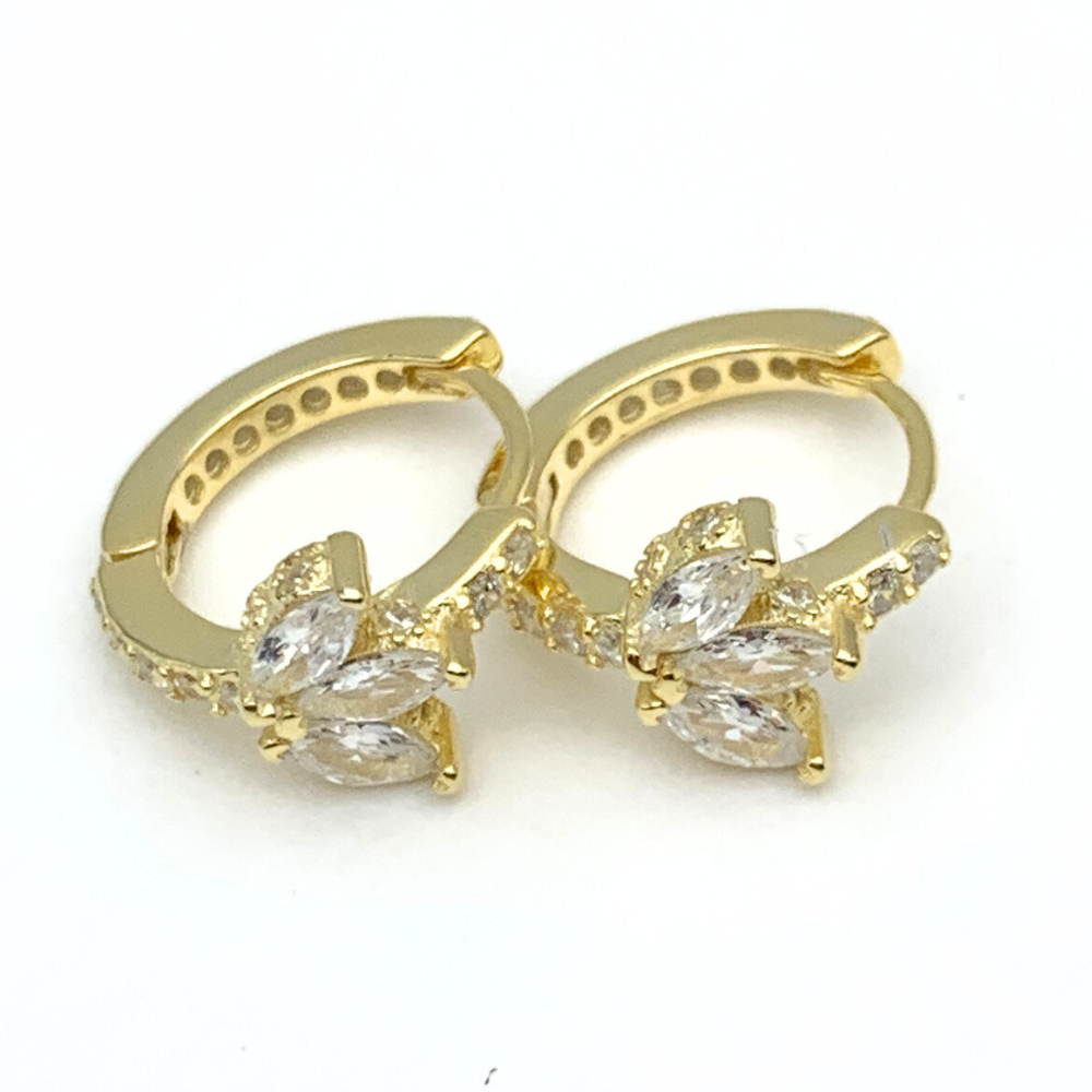 orecchini in argento 925 placcati gold con zirconi bianchi a papillon