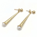 Orecchini con Perla Pendente in Argento Gold
