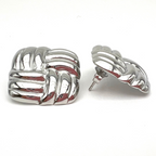 orecchini in acciaio silver quadrati a lobo pachwork
