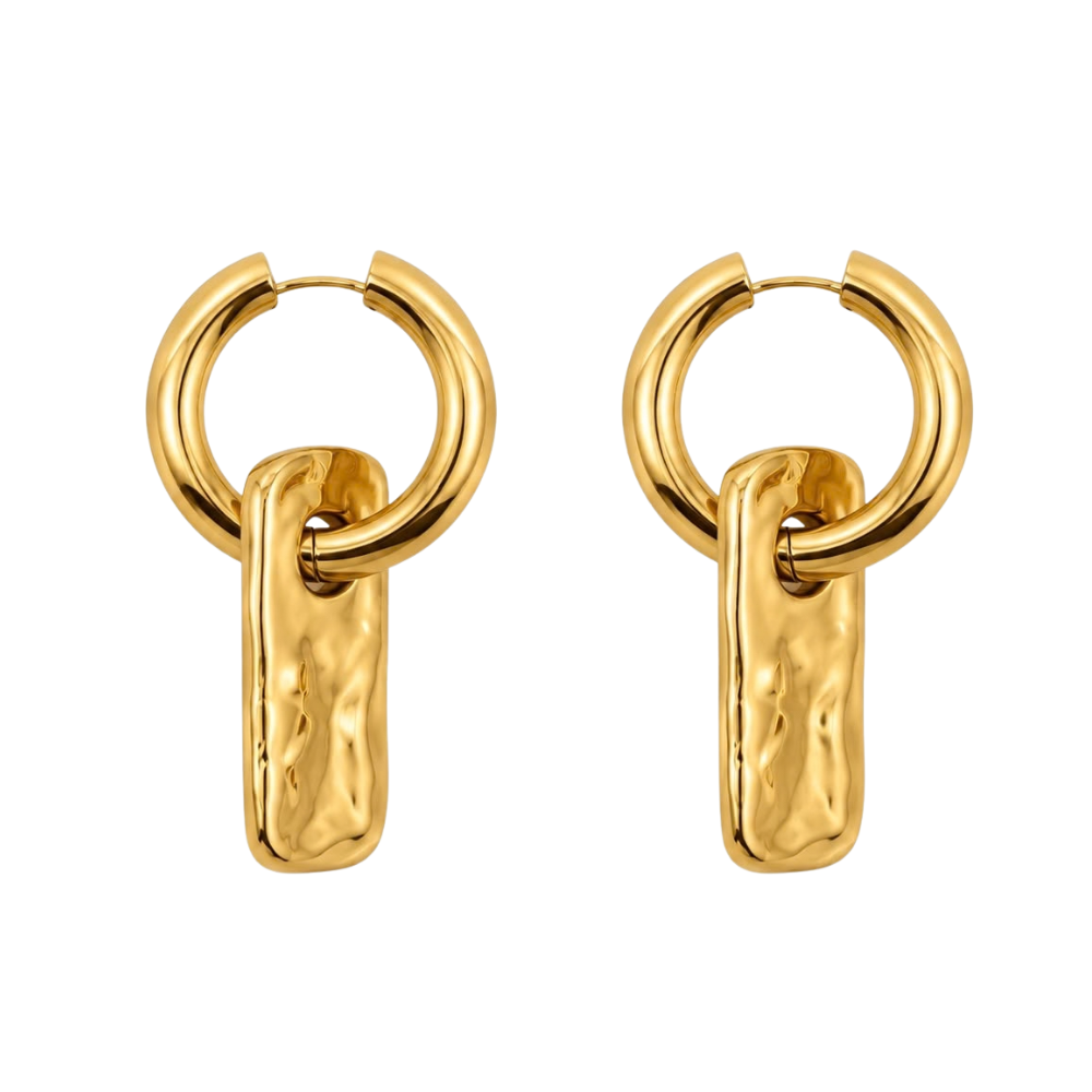 Orecchino Rectangle Hoops in Acciaio Gold